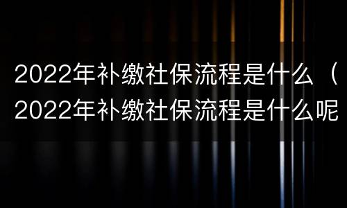 2022年补缴社保流程是什么（2022年补缴社保流程是什么呢）