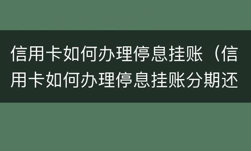 信用卡如何办理停息挂账（信用卡如何办理停息挂账分期还款）