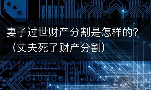 妻子过世财产分割是怎样的？（丈夫死了财产分割）