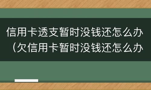 信用卡透支暂时没钱还怎么办（欠信用卡暂时没钱还怎么办）