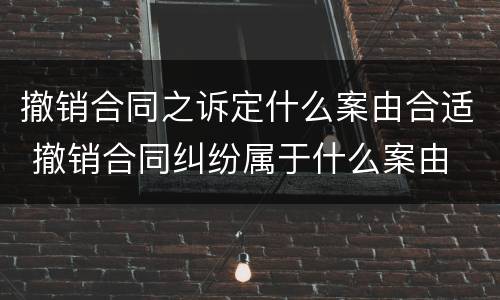 撤销合同之诉定什么案由合适 撤销合同纠纷属于什么案由