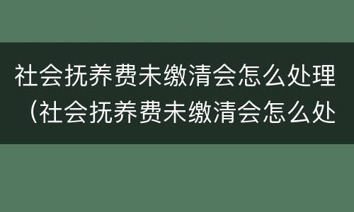 社会抚养费未缴清会怎么处理（社会抚养费未缴清会怎么处理呢）