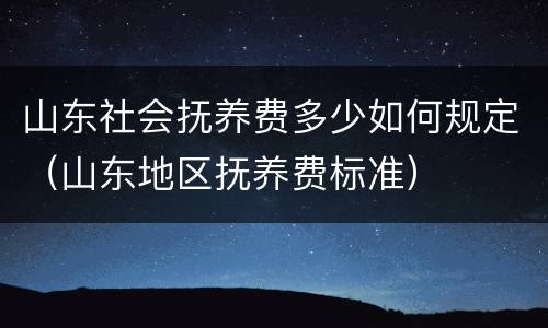 山东社会抚养费多少如何规定（山东地区抚养费标准）