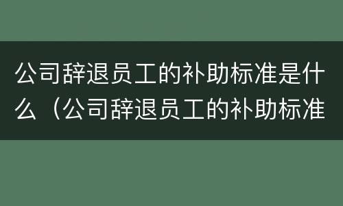 公司辞退员工的补助标准是什么（公司辞退员工的补助标准是什么意思）