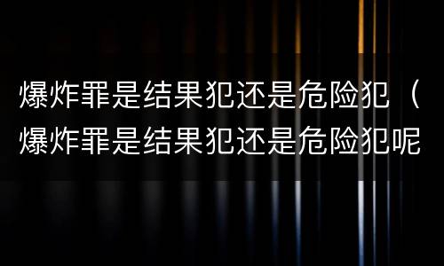 爆炸罪是结果犯还是危险犯（爆炸罪是结果犯还是危险犯呢）