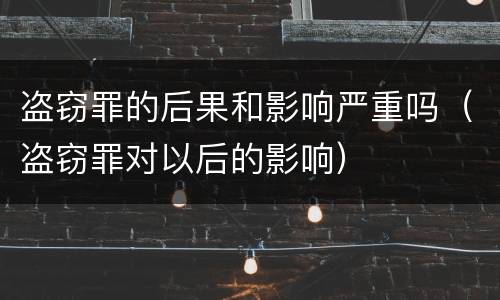 盗窃罪的后果和影响严重吗（盗窃罪对以后的影响）