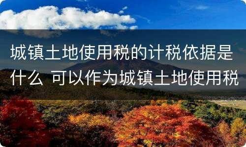 城镇土地使用税的计税依据是什么 可以作为城镇土地使用税计税依据的是