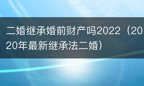 二婚继承婚前财产吗2022（2020年最新继承法二婚）