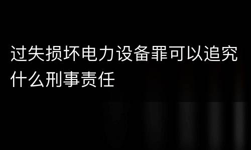 过失损坏电力设备罪可以追究什么刑事责任