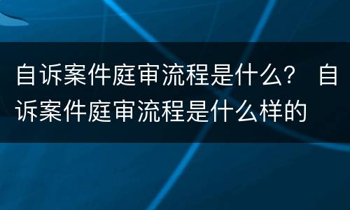 自诉案件庭审流程是什么？ 自诉案件庭审流程是什么样的