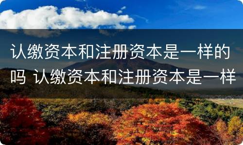 认缴资本和注册资本是一样的吗 认缴资本和注册资本是一样的吗