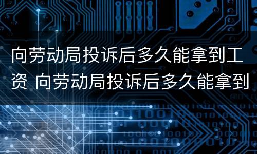 向劳动局投诉后多久能拿到工资 向劳动局投诉后多久能拿到工资证明