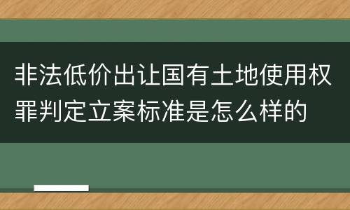 非法低价出让国有土地使用权罪判定立案标准是怎么样的