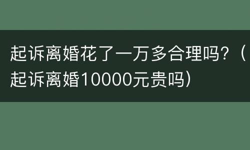 起诉离婚花了一万多合理吗?（起诉离婚10000元贵吗）