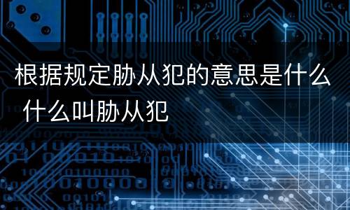 根据规定胁从犯的意思是什么 什么叫胁从犯