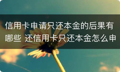 信用卡申请只还本金的后果有哪些 还信用卡只还本金怎么申请