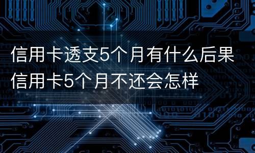 信用卡透支5个月有什么后果 信用卡5个月不还会怎样