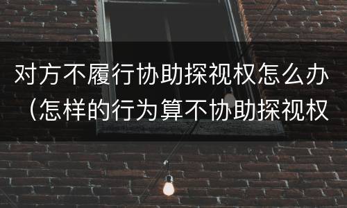 对方不履行协助探视权怎么办（怎样的行为算不协助探视权）