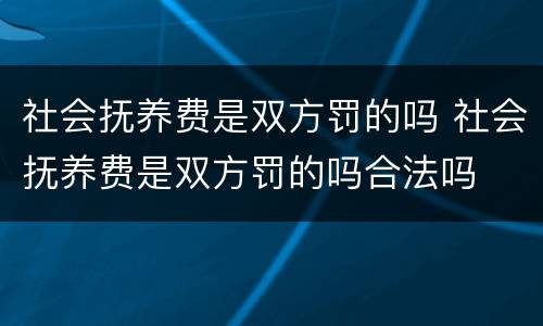 社会抚养费是双方罚的吗 社会抚养费是双方罚的吗合法吗