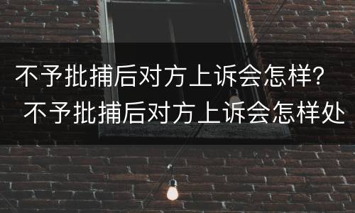 不予批捕后对方上诉会怎样？ 不予批捕后对方上诉会怎样处罚