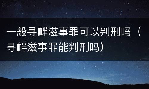 一般寻衅滋事罪可以判刑吗（寻衅滋事罪能判刑吗）