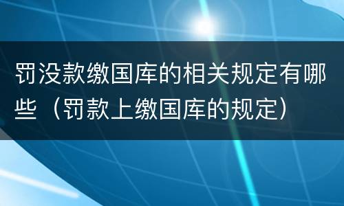 罚没款缴国库的相关规定有哪些（罚款上缴国库的规定）