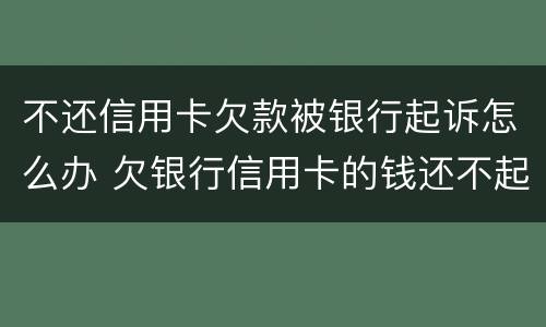 不还信用卡欠款被银行起诉怎么办 欠银行信用卡的钱还不起被起诉怎么办