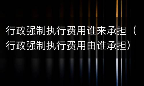 行政强制执行费用谁来承担（行政强制执行费用由谁承担）