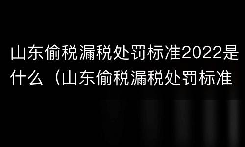 山东偷税漏税处罚标准2022是什么（山东偷税漏税处罚标准2022是什么样的）