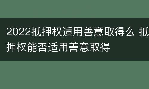 2022抵押权适用善意取得么 抵押权能否适用善意取得