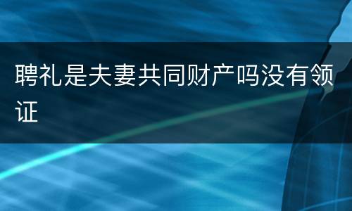 聘礼是夫妻共同财产吗没有领证