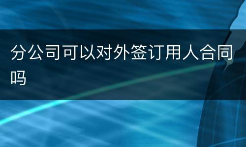 分公司可以对外签订用人合同吗