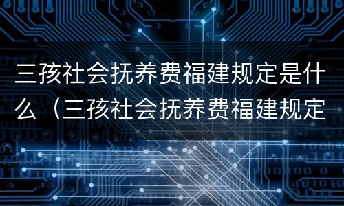 三孩社会抚养费福建规定是什么（三孩社会抚养费福建规定是什么标准）