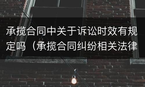 承揽合同中关于诉讼时效有规定吗（承揽合同纠纷相关法律）