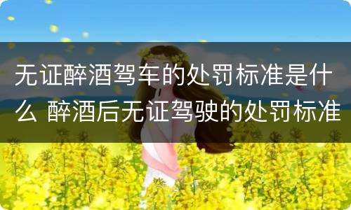 无证醉酒驾车的处罚标准是什么 醉酒后无证驾驶的处罚标准