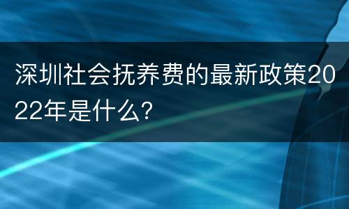 深圳社会抚养费的最新政策2022年是什么？