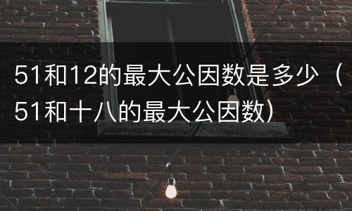 51和12的最大公因数是多少（51和十八的最大公因数）