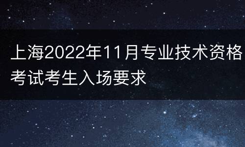 上海2022年11月专业技术资格考试考生入场要求