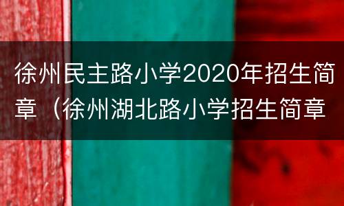 徐州民主路小学2020年招生简章（徐州湖北路小学招生简章2020）