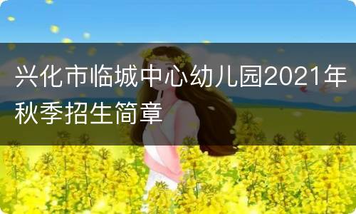 兴化市临城中心幼儿园2021年秋季招生简章