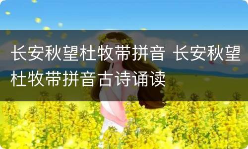 长安秋望杜牧带拼音 长安秋望杜牧带拼音古诗诵读