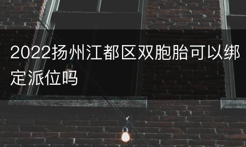 2022扬州江都区双胞胎可以绑定派位吗