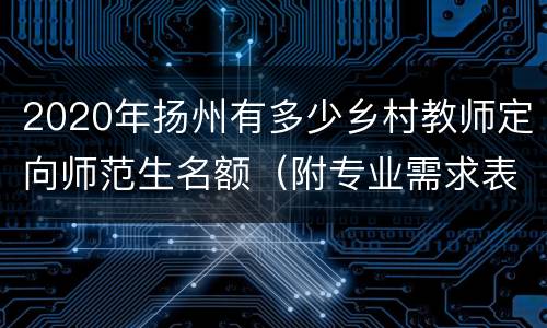 2020年扬州有多少乡村教师定向师范生名额（附专业需求表）