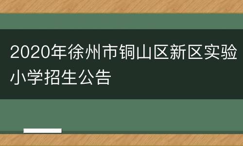 2020年徐州市铜山区新区实验小学招生公告