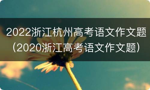 2022浙江杭州高考语文作文题（2020浙江高考语文作文题）