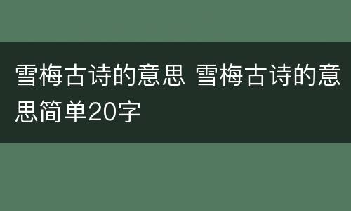 雪梅古诗的意思 雪梅古诗的意思简单20字