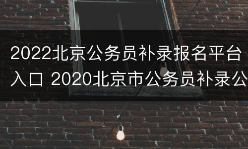 2022北京公务员补录报名平台入口 2020北京市公务员补录公告