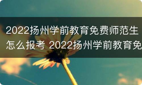 2022扬州学前教育免费师范生怎么报考 2022扬州学前教育免费师范生怎么报考的