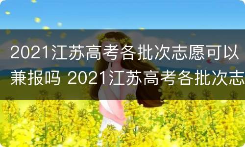 2021江苏高考各批次志愿可以兼报吗 2021江苏高考各批次志愿可以兼报吗知乎