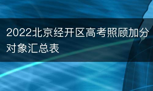 2022北京经开区高考照顾加分对象汇总表